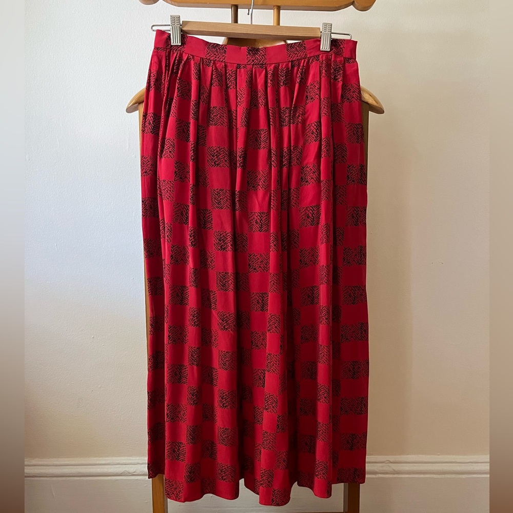 Vintage red silk skirt